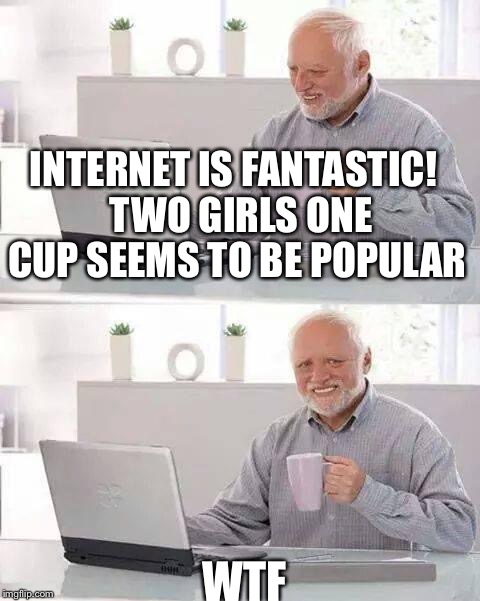 Hide the Pain Harold Meme | INTERNET IS FANTASTIC! 
TWO GIRLS ONE CUP SEEMS TO BE POPULAR; WTF | image tagged in memes,hide the pain harold | made w/ Imgflip meme maker