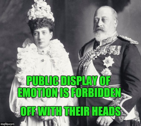 Memes | PUBLIC DISPLAY OF EMOTION IS FORBIDDEN OFF WITH THEIR HEADS | image tagged in memes | made w/ Imgflip meme maker