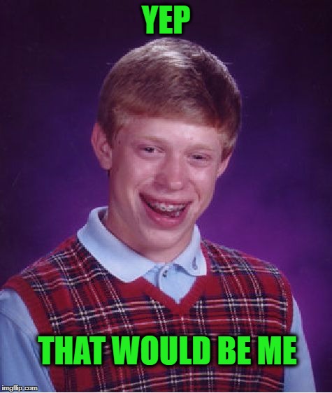 Bad Luck Brian Meme | YEP THAT WOULD BE ME | image tagged in memes,bad luck brian | made w/ Imgflip meme maker