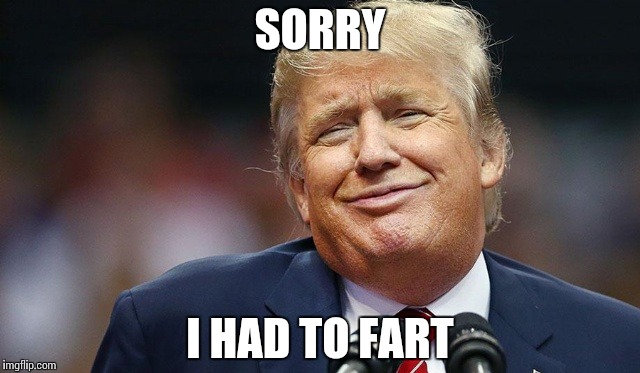 Trump Oopsie | SORRY I HAD TO FART | image tagged in trump oopsie | made w/ Imgflip meme maker