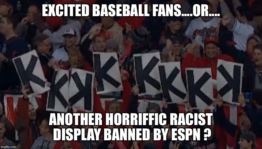 ESPN wants to eliminate the "K" from baseball.  | EXCITED BASEBALL FANS....OR.... ANOTHER HORRIFFIC RACIST DISPLAY BANNED BY ESPN ? | image tagged in espn first take | made w/ Imgflip meme maker