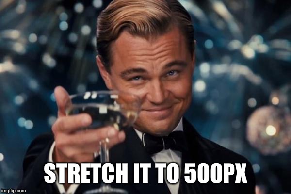 Leonardo Dicaprio Cheers Meme | STRETCH IT TO 500PX | image tagged in memes,leonardo dicaprio cheers | made w/ Imgflip meme maker