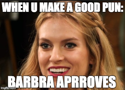 WHEN U MAKE A GOOD PUN:; BARBRA APRROVES | made w/ Imgflip meme maker