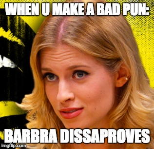 WHEN U MAKE A BAD PUN:; BARBRA DISSAPROVES | made w/ Imgflip meme maker