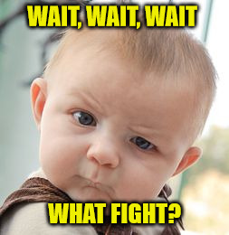 Skeptical Baby Meme | WAIT, WAIT, WAIT; WHAT FIGHT? | image tagged in memes,skeptical baby | made w/ Imgflip meme maker