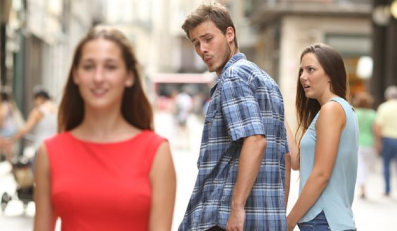 High Quality Guy looking at other girl Blank Meme Template