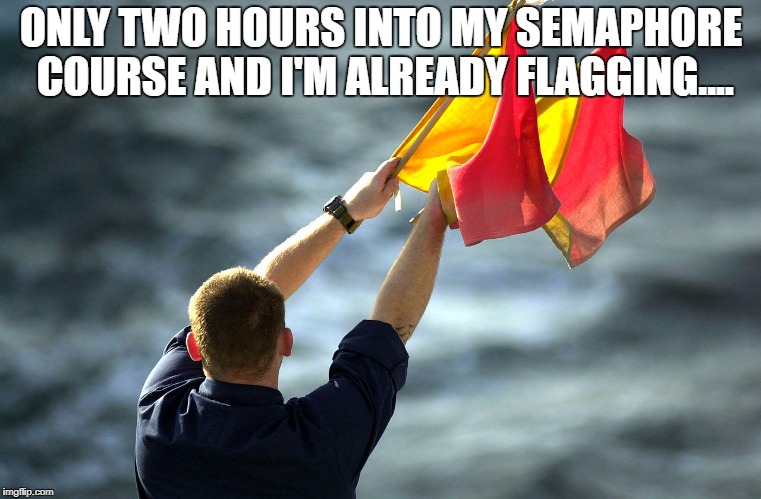 ONLY TWO HOURS INTO MY SEMAPHORE COURSE AND I'M ALREADY FLAGGING.... | image tagged in flag | made w/ Imgflip meme maker