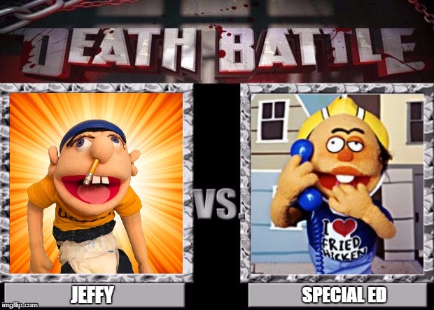 Jeffy vs. Special Ed | JEFFY; SPECIAL ED | image tagged in death battle template,jeffy,special education,funny,autism,mario | made w/ Imgflip meme maker