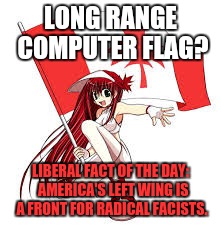 LONG RANGE COMPUTER FLAG? LIBERAL FACT OF THE DAY:  AMERICA'S LEFT WING IS A FRONT FOR RADICAL FACISTS. | made w/ Imgflip meme maker