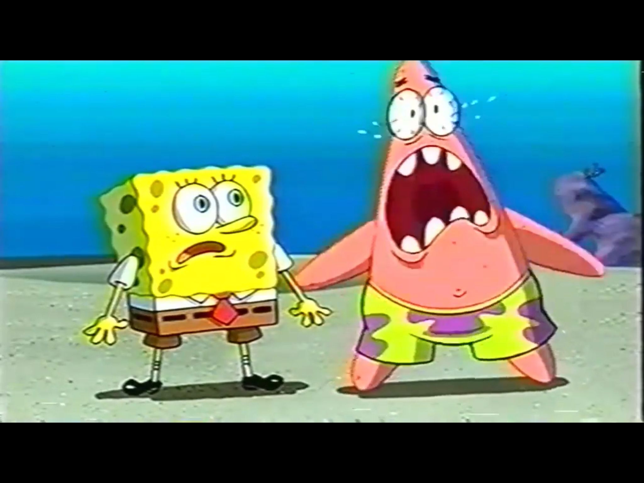 High Quality Patrick and spongebob scared Blank Meme Template