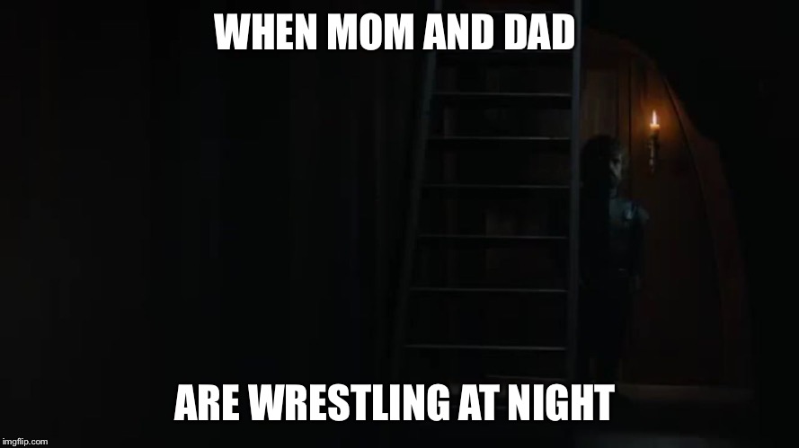 WHEN MOM AND DAD; ARE WRESTLING AT NIGHT | image tagged in aunt teaches nephew-bwd | made w/ Imgflip meme maker