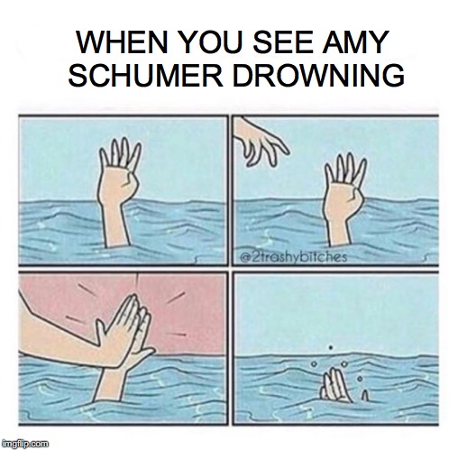 What to be a life guard? | WHEN YOU SEE AMY SCHUMER DROWNING | image tagged in amy schumer,swimming,funny meme,satire | made w/ Imgflip meme maker