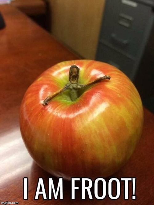 Doesn't anyone notice the difference? | I AM FROOT! | image tagged in i am groot,i am froot,see the difference,fruit | made w/ Imgflip meme maker