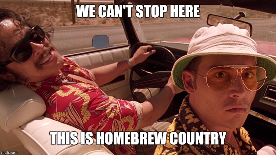 bat country | WE CAN'T STOP HERE; THIS IS HOMEBREW COUNTRY | image tagged in bat country | made w/ Imgflip meme maker