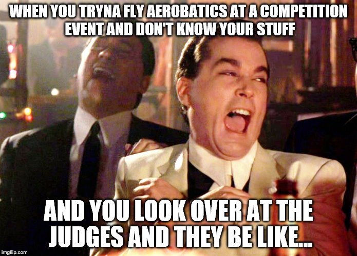 Good Fellas Hilarious | WHEN YOU TRYNA FLY AEROBATICS AT A COMPETITION EVENT AND DON'T KNOW YOUR STUFF; AND YOU LOOK OVER AT THE JUDGES AND THEY BE LIKE... | image tagged in memes,good fellas hilarious | made w/ Imgflip meme maker