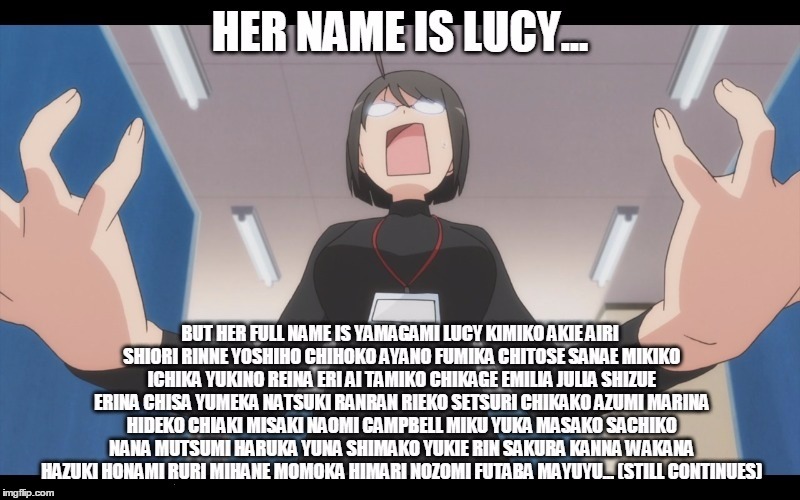 Yamagami Lucy.. | image tagged in anime,servantxservice,yamagami,lucy,yamagamilucy | made w/ Imgflip meme maker