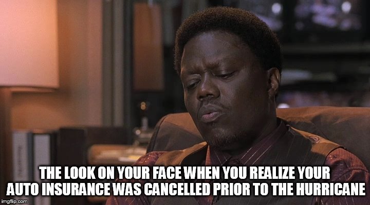 When you realize your auto insurance policy is cancelled | THE LOOK ON YOUR FACE WHEN YOU REALIZE YOUR AUTO INSURANCE WAS CANCELLED PRIOR TO THE HURRICANE | image tagged in look on your face,memes,funny,automotive,insurance,car insurance | made w/ Imgflip meme maker