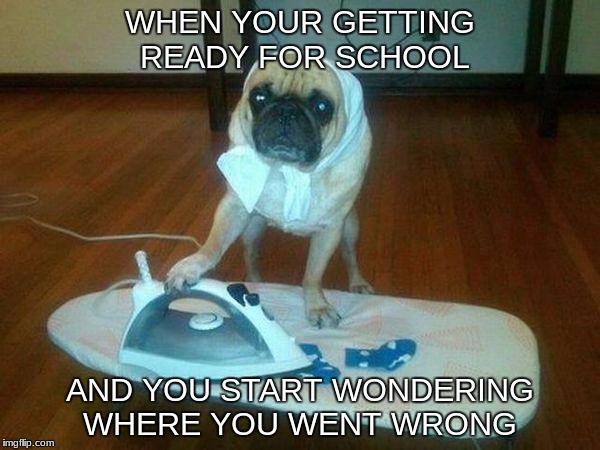 I Have No Idea What Im Doing - Ironing | WHEN YOUR GETTING READY FOR SCHOOL; AND YOU START WONDERING WHERE YOU WENT WRONG | image tagged in i have no idea what im doing - ironing | made w/ Imgflip meme maker