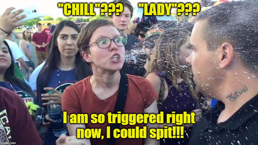 "CHILL"???      "LADY"??? I am so triggered right now, I could spit!!! | made w/ Imgflip meme maker