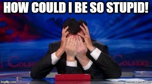 stephen colbert face palms | HOW COULD I BE SO STUPID! | image tagged in stephen colbert face palms | made w/ Imgflip meme maker