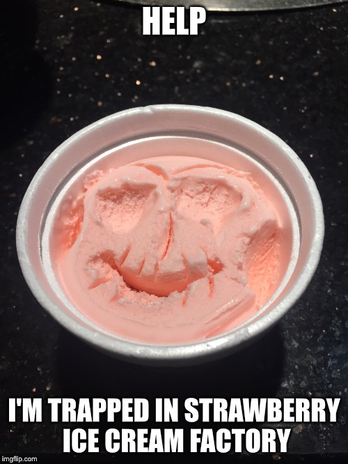 HELP; I'M TRAPPED IN STRAWBERRY ICE CREAM FACTORY | image tagged in memes | made w/ Imgflip meme maker