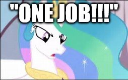 MLP | "ONE JOB!!!" | image tagged in mlp | made w/ Imgflip meme maker