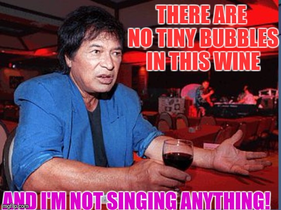 THERE ARE NO TINY BUBBLES IN THIS WINE AND I'M NOT SINGING ANYTHING! | made w/ Imgflip meme maker