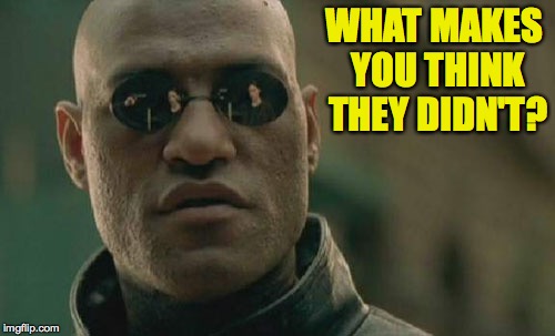 Matrix Morpheus Meme | WHAT MAKES YOU THINK THEY DIDN'T? | image tagged in memes,matrix morpheus | made w/ Imgflip meme maker