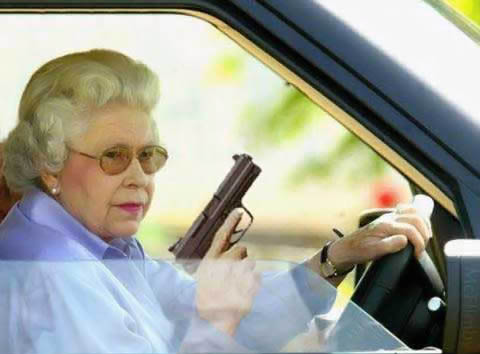 High Quality Old Lady With Gun Blank Meme Template