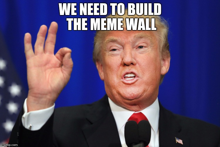 WE NEED TO BUILD THE MEME WALL | image tagged in donald trump approves | made w/ Imgflip meme maker