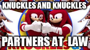 KNUCKLES AND KNUCKLES; PARTNERS AT  LAW | image tagged in sonic | made w/ Imgflip meme maker