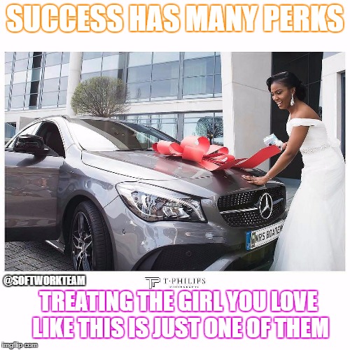 SUCCESS HAS MANY PERKS; @SOFTWORKTEAM; TREATING THE GIRL YOU LOVE LIKE THIS IS JUST ONE OF THEM | image tagged in romance,finance | made w/ Imgflip meme maker