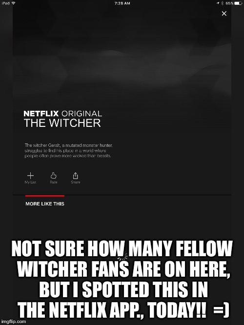 F.Y.I.; It's In the Works!! | NOT SURE HOW MANY FELLOW WITCHER FANS ARE ON HERE, BUT I SPOTTED THIS IN THE NETFLIX APP., TODAY!!  =) | image tagged in netflix,tv series,the witcher | made w/ Imgflip meme maker