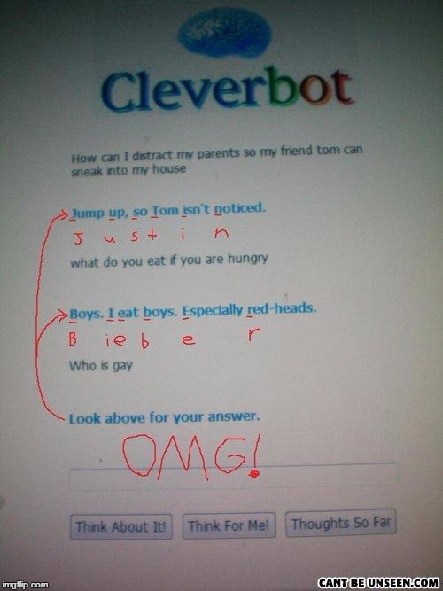 Cleverbot is clever :v | image tagged in funny memes | made w/ Imgflip meme maker