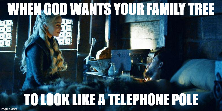 WHEN GOD WANTS YOUR FAMILY TREE; TO LOOK LIKE A TELEPHONE POLE | made w/ Imgflip meme maker