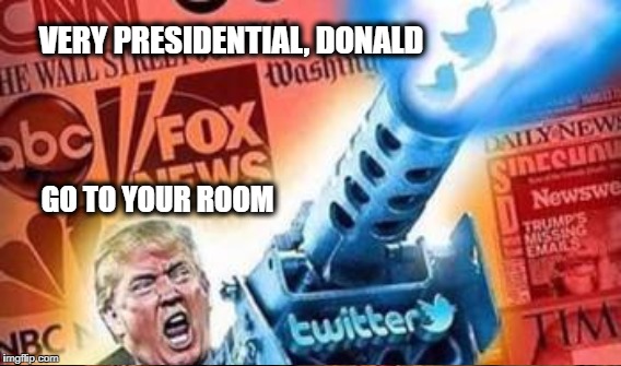 Is it Childish or Childlike? | VERY PRESIDENTIAL, DONALD; GO TO YOUR ROOM | image tagged in baby talk | made w/ Imgflip meme maker