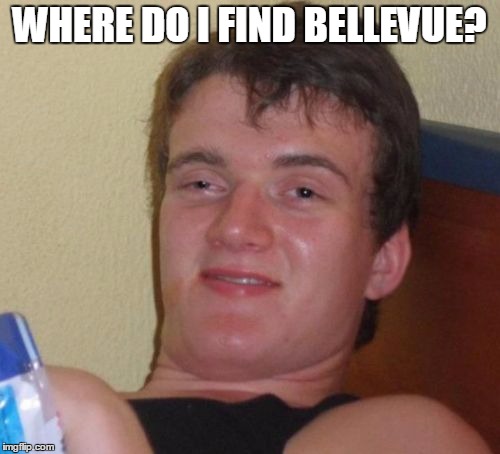 10 Guy Meme | WHERE DO I FIND BELLEVUE? | image tagged in memes,10 guy | made w/ Imgflip meme maker