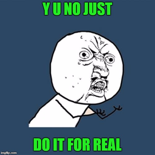 Y U No Meme | Y U NO JUST DO IT FOR REAL | image tagged in memes,y u no | made w/ Imgflip meme maker