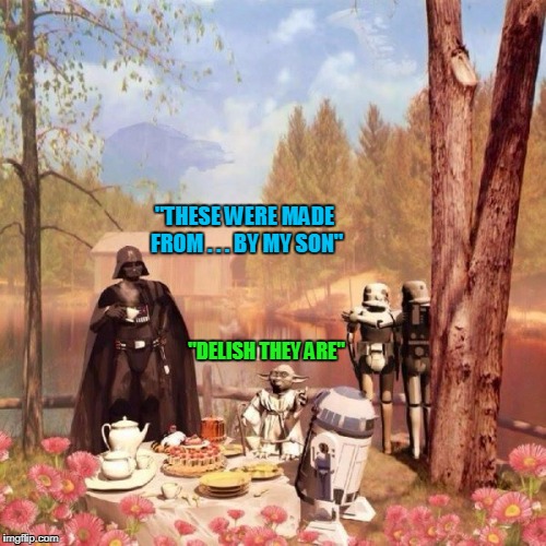 "THESE WERE MADE FROM . . . BY MY SON" "DELISH THEY ARE" | made w/ Imgflip meme maker
