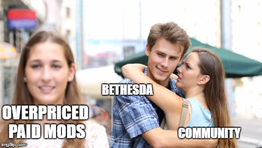 BETHESDA; OVERPRICED PAID MODS; COMMUNITY | made w/ Imgflip meme maker