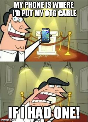 Some weeks ago, this is what i bought online. So i made this meme for waiting! :) | MY PHONE IS WHERE I'D PUT MY OTG CABLE; IF I HAD ONE! | image tagged in memes,this is where i'd put my trophy if i had one,phone,otg,cable | made w/ Imgflip meme maker