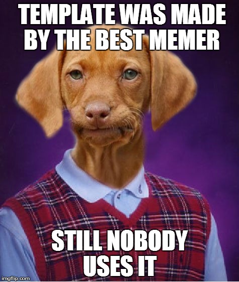 Bad Luck Raydog  | TEMPLATE WAS MADE BY THE BEST MEMER; STILL NOBODY USES IT | image tagged in bad luck raydog | made w/ Imgflip meme maker