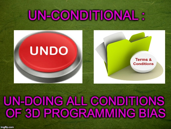 UN-CONDITIONAL :; UN-DOING ALL CONDITIONS OF 3D PROGRAMMING BIAS | made w/ Imgflip meme maker