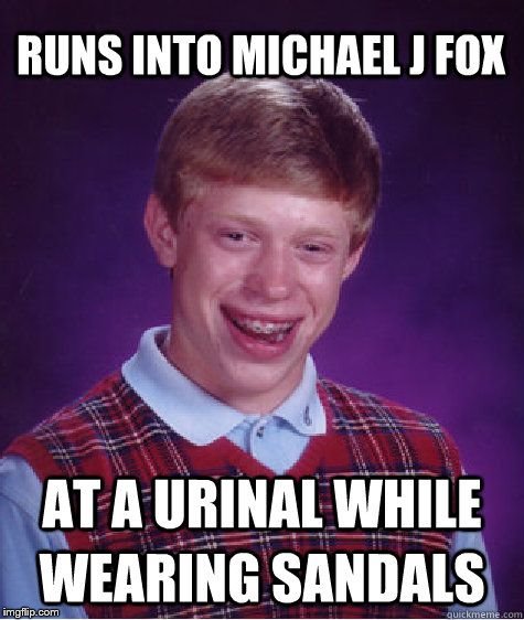 talk about a bummer | .    . | image tagged in bad luck brian,that sucks,peed on | made w/ Imgflip meme maker