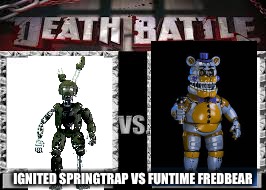 DB Week! (A TheFNAFLover Event) | IGNITED SPRINGTRAP VS FUNTIME FREDBEAR | image tagged in db week a thefnaflover event | made w/ Imgflip meme maker