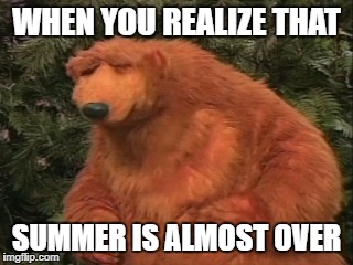 WHEN YOU REALIZE THAT; SUMMER IS ALMOST OVER | image tagged in bear,funny memes,dank memes,summer vacation,done,memes | made w/ Imgflip meme maker
