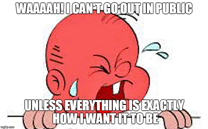 WAAAAH! I CAN'T GO OUT IN PUBLIC UNLESS EVERYTHING IS EXACTLY HOW I WANT IT TO BE | made w/ Imgflip meme maker