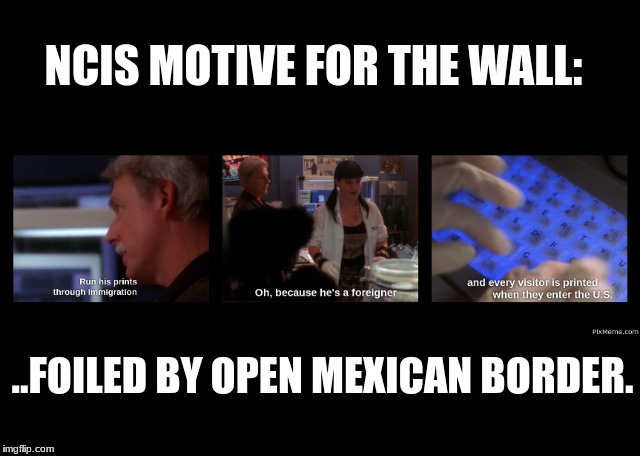 prints5 | NCIS MOTIVE FOR THE WALL:; ..FOILED BY OPEN MEXICAN BORDER. | image tagged in law | made w/ Imgflip meme maker