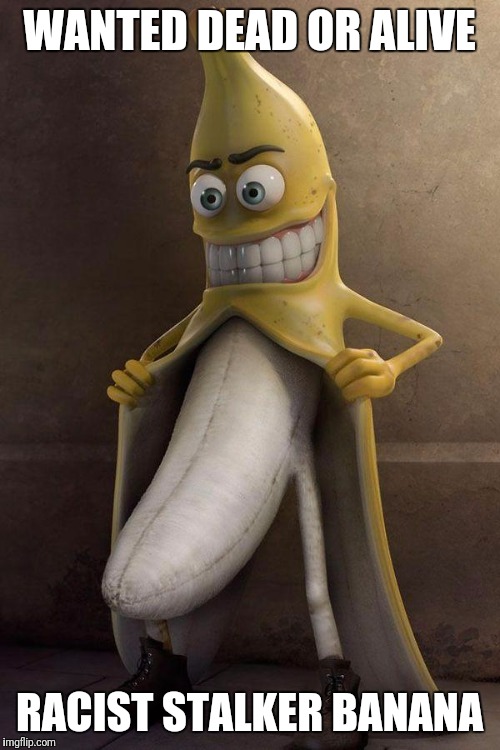 http://cl.jroo.me/z3/M/8/V/d/a.aaa-Banana-Stalker.jpg | WANTED DEAD OR ALIVE; RACIST STALKER BANANA | image tagged in http//cljroome/z3/m/8/v/d/aaaa-banana-stalkerjpg | made w/ Imgflip meme maker