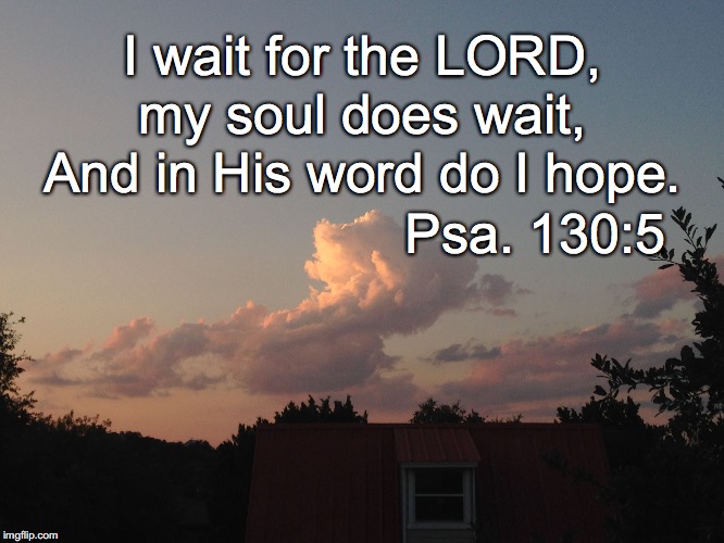 I wait for the LORD, my soul does wait, And in His word do I hope. Psa. 130:5 | image tagged in wait | made w/ Imgflip meme maker